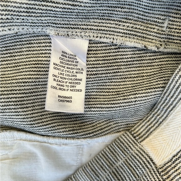 34*.CASLON Linen-Blend Drawstring Waist Stylish Pants White and Black Pinstripe - Picture 14 of 15